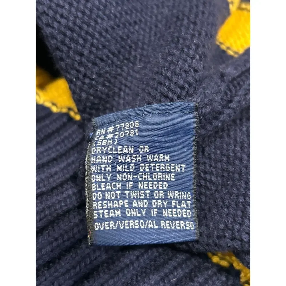 Vintage 90s Tommy Hilfiger Striped Knit Sweater Mens Large Navy Yellow